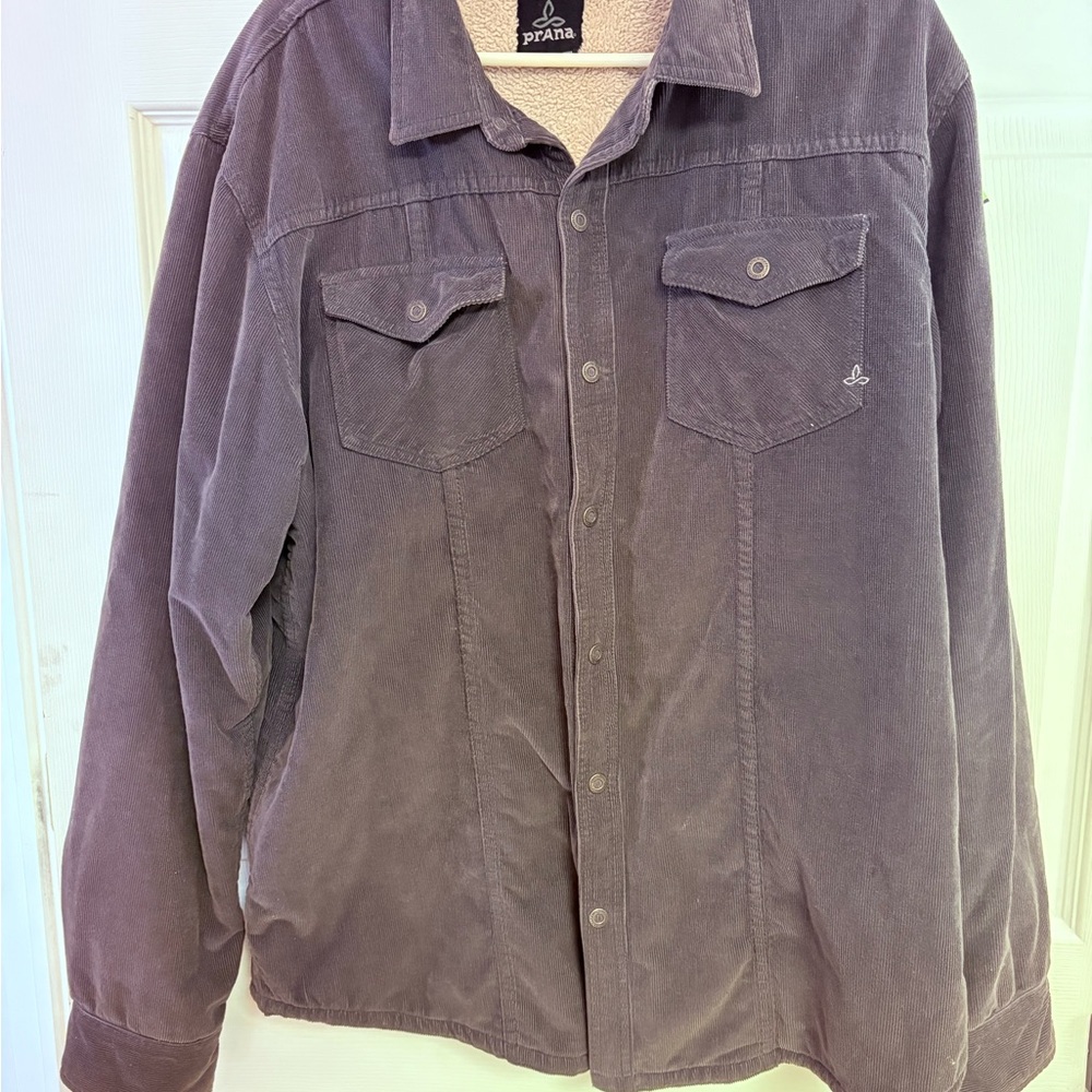 PRANA Men's Gray Sherpa lined Corduroy size XL Shacket
